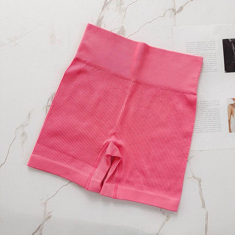 European and American Style High-Waisted Seamless Fitness Shorts for Women, Butt-Lifting Tight Yoga Pants, Ribbed Elastic Breathable Sports Shorts