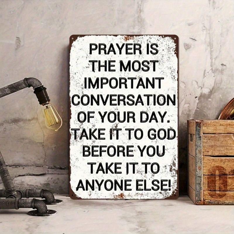 Metal Wall Art Decor, Farmhouse Prayer Quote Scripture Poster for Kitchen
