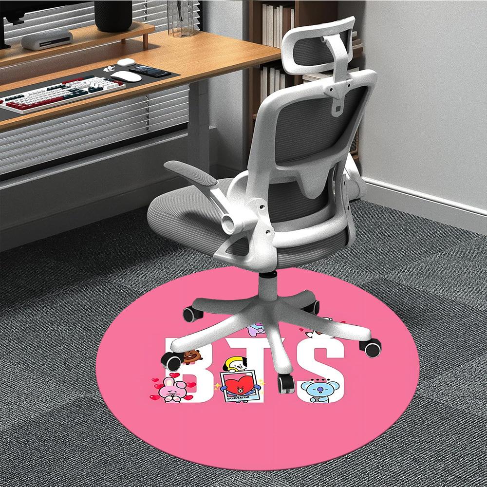 

1pc BTS BT21 Merchandise Chair Carpet for Office, Indoor Non Slip Washable Polyester Fiber Carpet, Mat For Office, Machine Washable 80cm