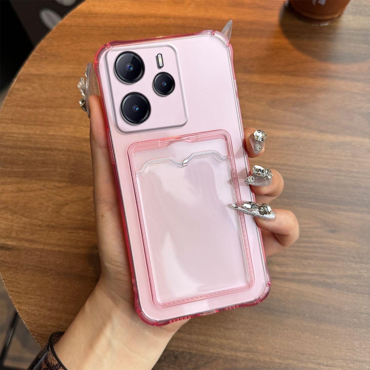Handyhülle für Xiaomi Redmi Note 14 5G 4G Ins Style Kartensteckplatz Vier Ecken Airbag Anti-Drop Schutzhülle Redmi Note 14 4G rosa
