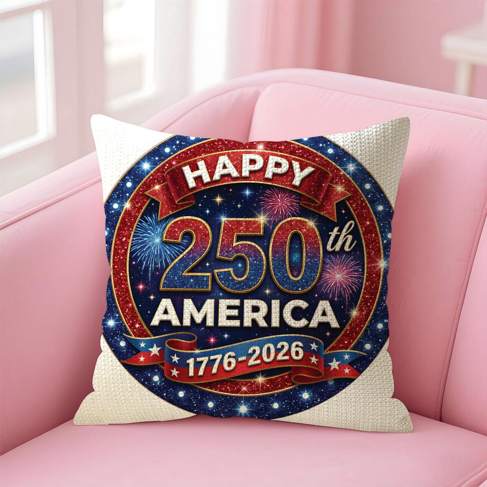 American Year Cushion Cover Natural Linen Pillow Case DoubleSided Print Decorative Sofa Pillowcase Home Decor Gift
