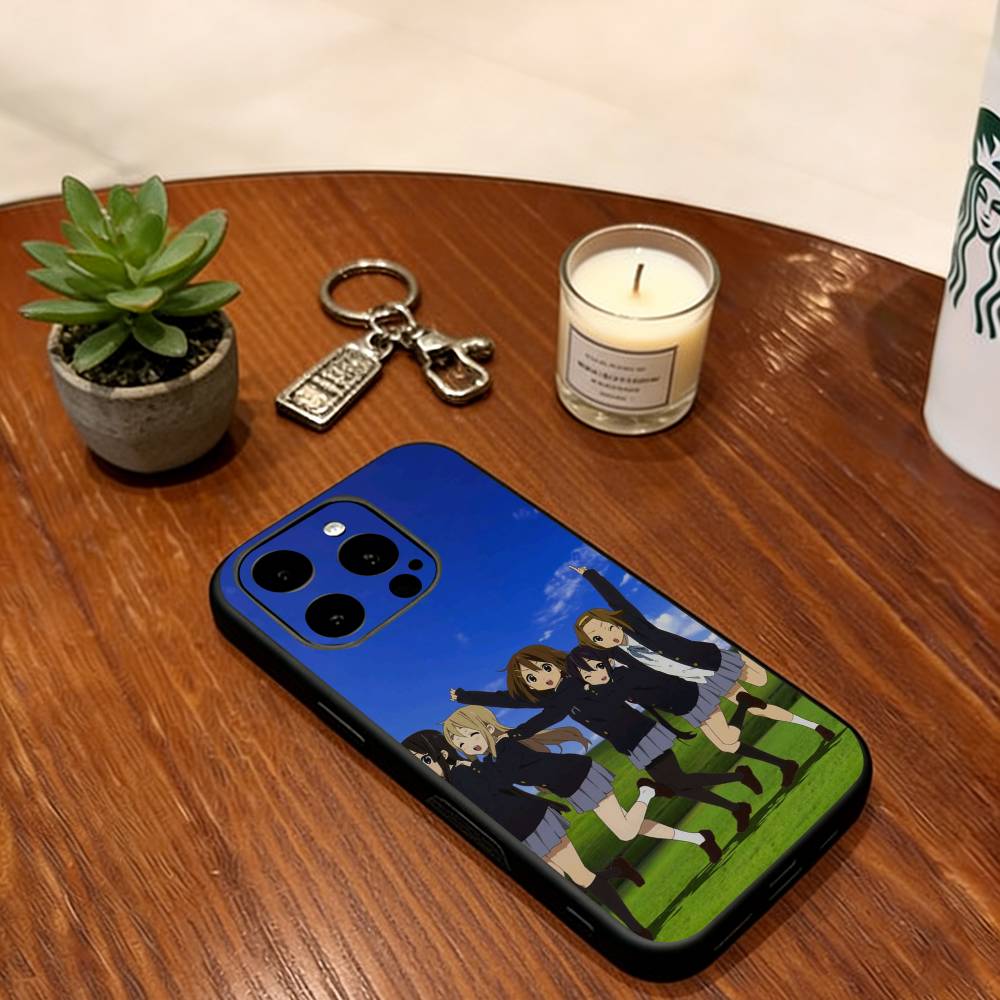 K-ON Phone Case For iPhone 17,16,15,14,13,12,11 Plus,Pro Max,XS,Soft Silicone Black Cover