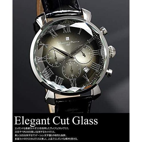 Salvatore Marra Men's Chronograph Watch with Faceted Glass, SM19104-SSBK, for Business and Formal Wear