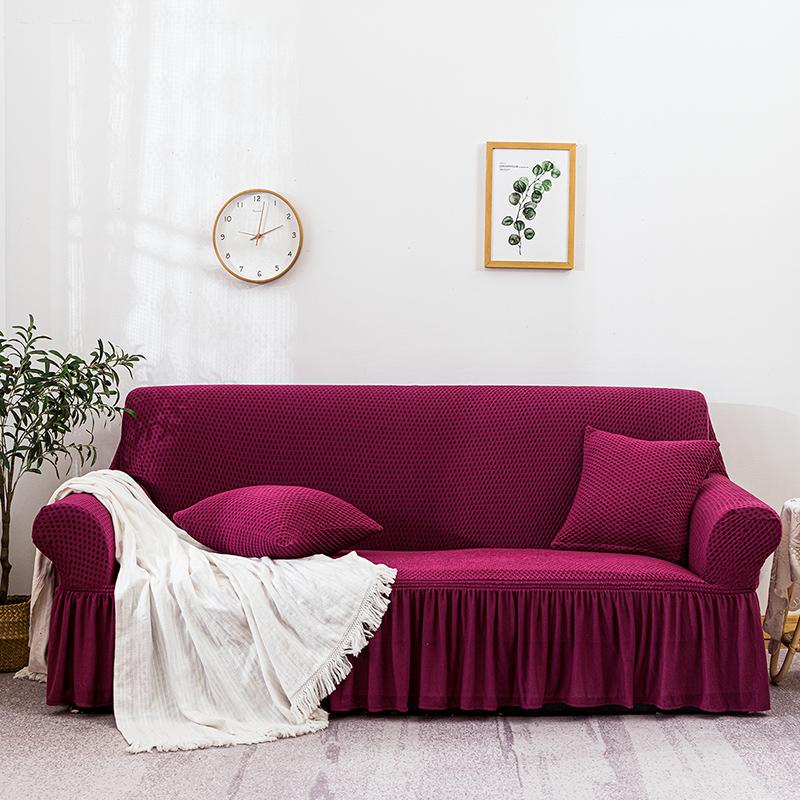 Universal Stretch Sofa Cover Cat-Proof Dust-Resistant Easy Fit for All Sofas Solid Color Protective Slipcover Easy Clean