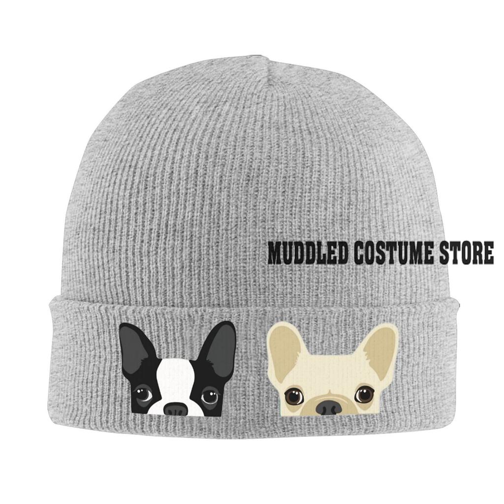 Czapka z wzorem buldoga francuskiego Vintage Graphic Knit Hat Retro Streetwear Miękka Ciepła Pomysł na prezent na Dzień Ojca Prezent dla mężczyzny i kobiety