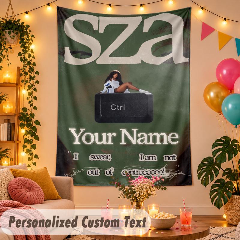 SZA Personalisierte Wandteppich Benutzerdefinierter Name Text Polyester Hängende Dekoration Haus Raum