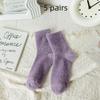 5 Pairs Winter Mink Velvet Socks Women White Black Warm Plush Home Sleeping Sock Soft Thicken Thermal Fluffy Middle Tube Socks