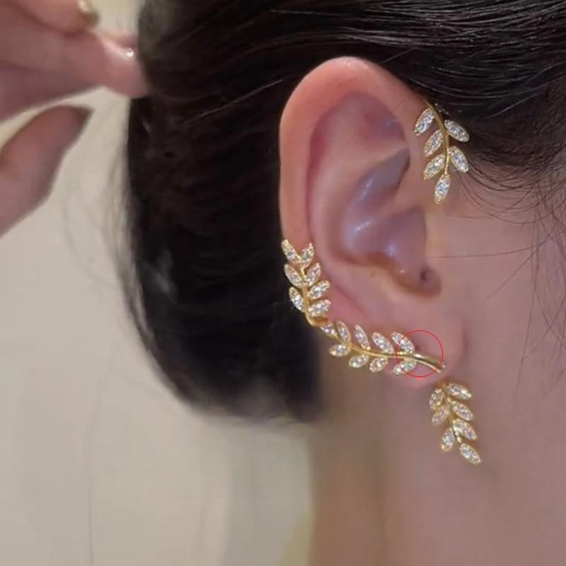 Silver Plated Metal Leaf Butterfly Clip Earrings for Women Ear Clips  Sparkling Zircon Ear Cuff Fashion Jewelry