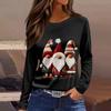 Damenmode Lässig Schlitz Saum Rundhals Langarm Lose Bedrucktes T-Shirt Damen Top