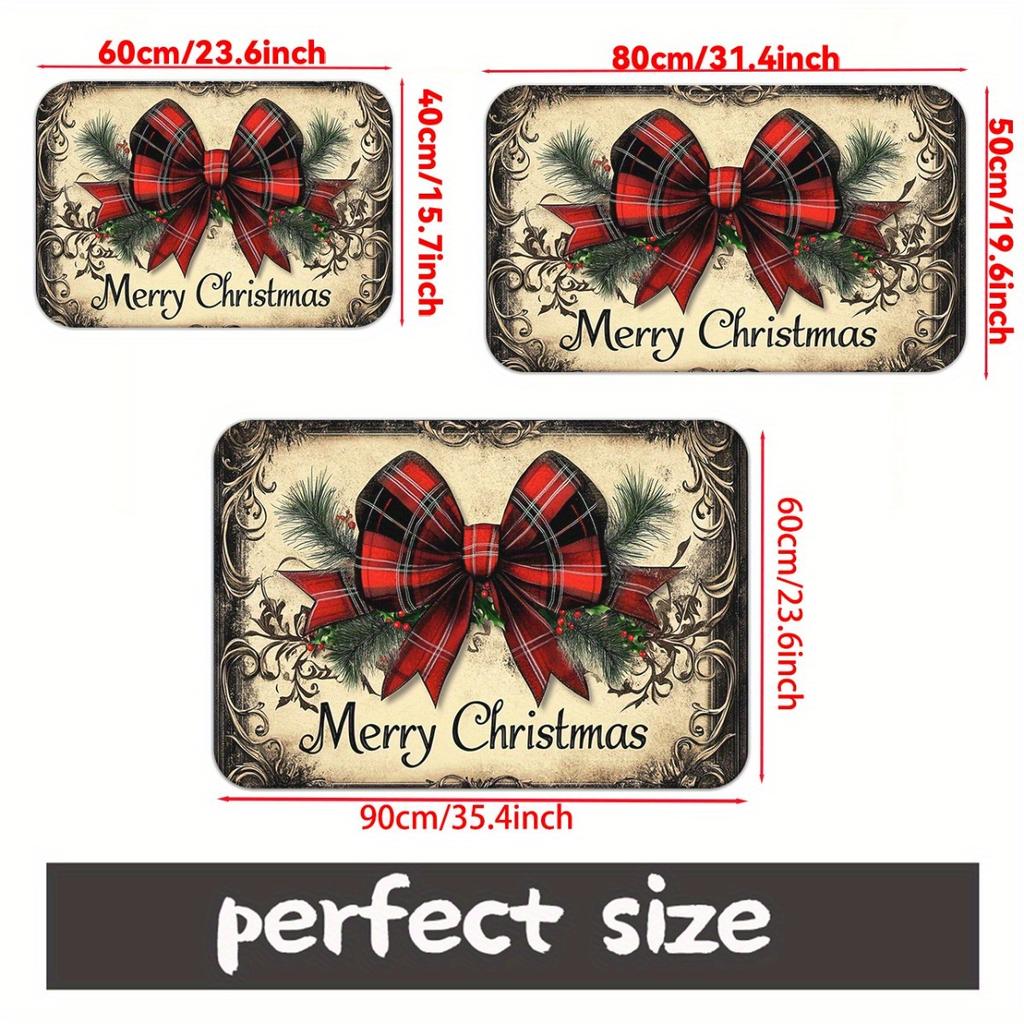 1pc Christmas Holiday Print Welcome Doormat, Washable Indoor Floor Mat for Entryway, Bathroom, Bedroom, Living Room, Home Decor