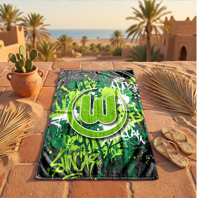 VfL Wolfsburg FC Print Microfiber Beach Towel Quick Dry Absorbent Large Towel For Beach Swimming Travel