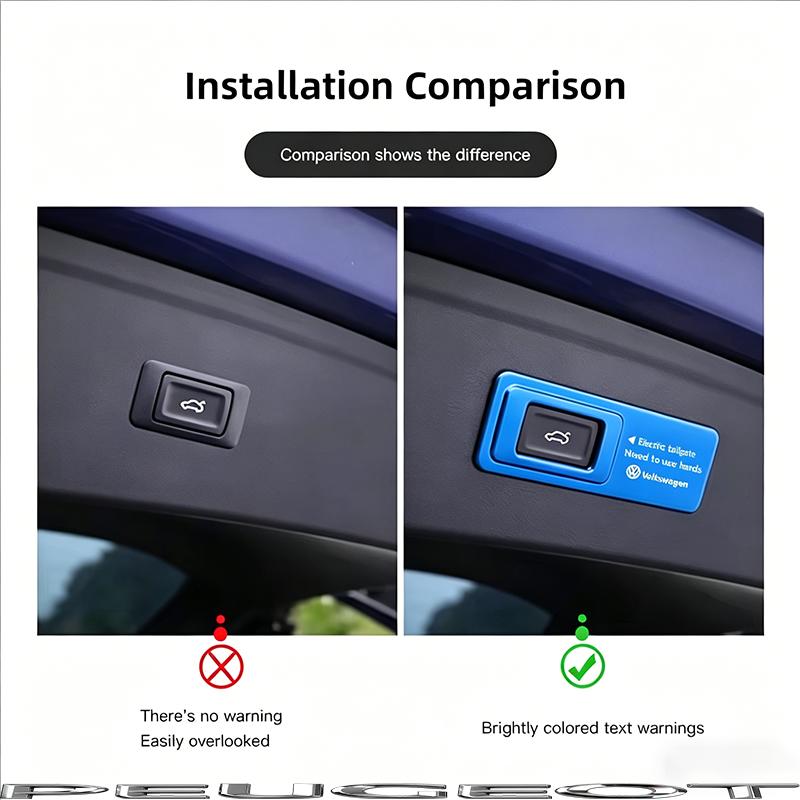 Car Trunk Switch Warning Sticker Tailgate Lifting Cover Decal For VW GTI Polo Golf Passat Jetta Tiguan Arteon CC Taigo Hub Cap