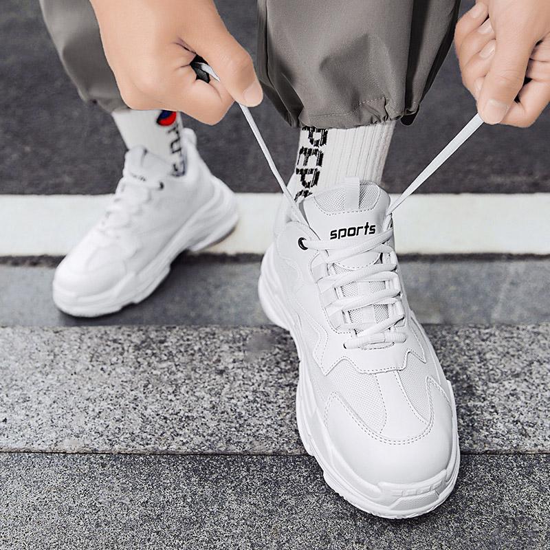 Fashion Sneakers Casual and trendy men's shoes comfortable design Outdoor street walking Youth thick soled sports shoes Black and white