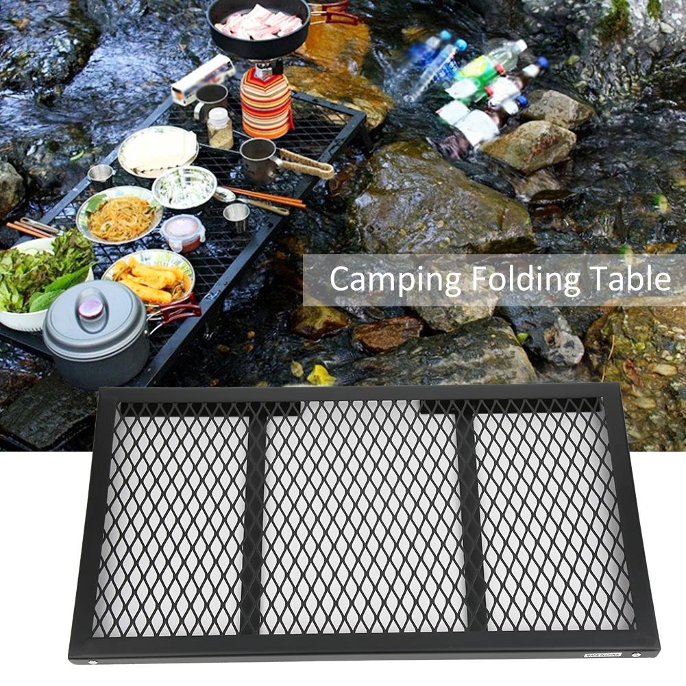 Outdoor Folding Mini Table Portable Camping Picnic Integrated Storage Grill Rack Iron