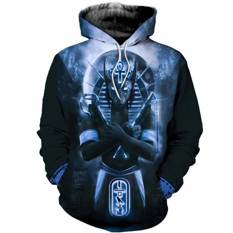 

Мужская толстовка с капюшоном Eygpt Anubis Design Hoodies 3D Print Graphic Tops Autumn Long Sleeve Streetwear Hooded Hoodie For Men Clothes L