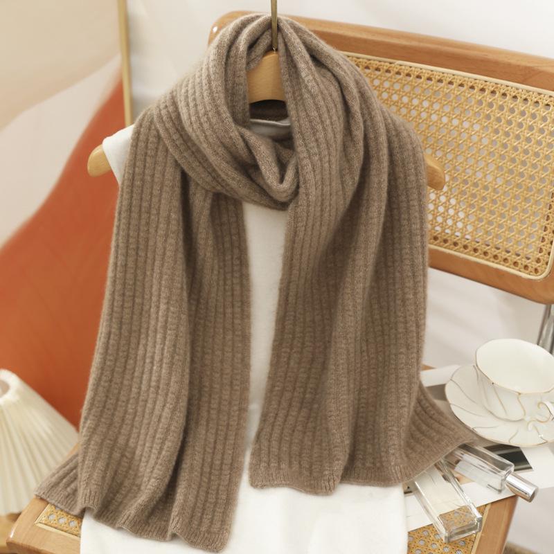Women's 100% Pure Cashmere Scarf - Autumn/Winter Wheat Ear Knit, High-Grade Korean Style, Versatile, and Warm.