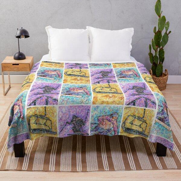 Cartoon Ski Theme Blanket Cute Style Flannel Blanket Thermal Sheet Bedspread Blanket