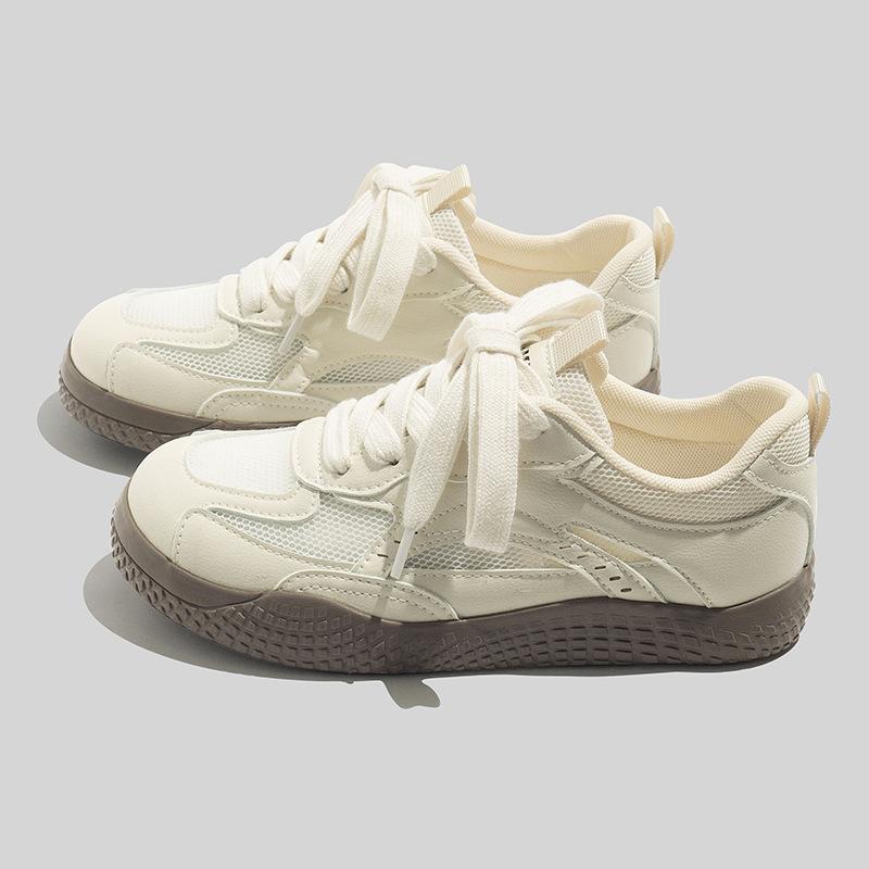 All-match White Shoes Fashionable Women's Shoes Casual Sneakers Mesh Breathable Sports Shoes Height-enhancing German Training Shoes
