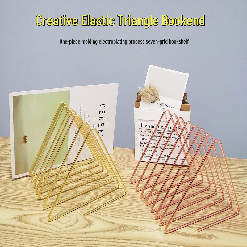 Nordic Style Iron Triangle Bookshelf Stand - Creative Desk Organizer for Books and Magazines