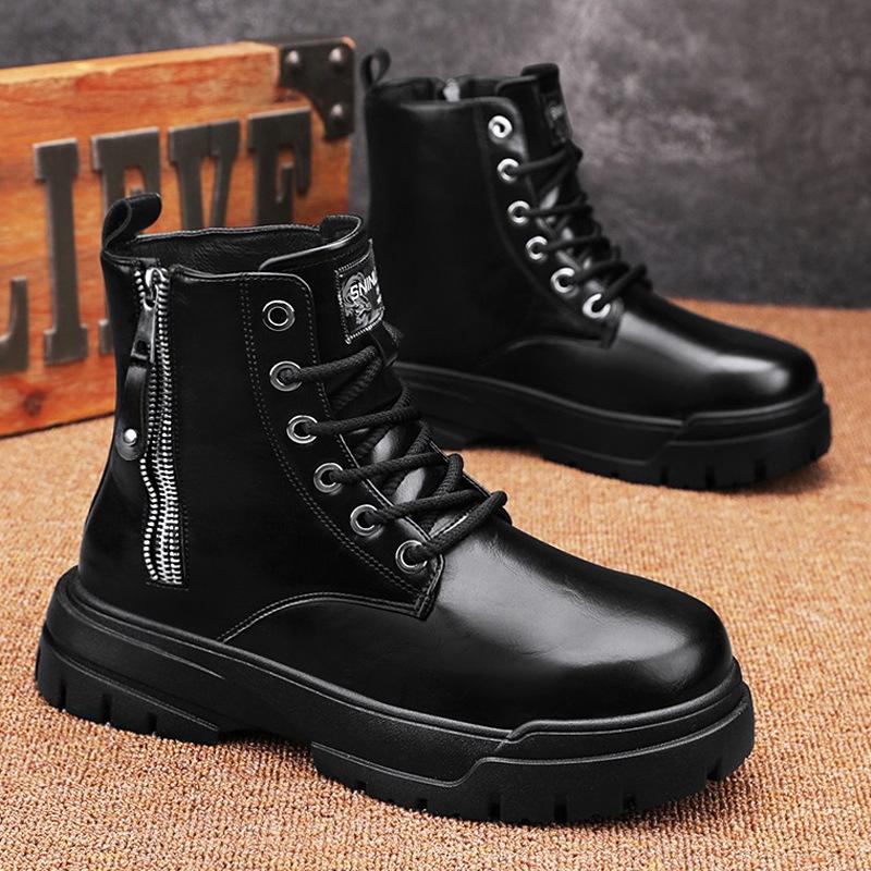 

Зимние мотоботы мужские модные высокие износостойкие ботинки на толстой подошве удобные ботинки для улицы нескользящие рабочие ботинки 44