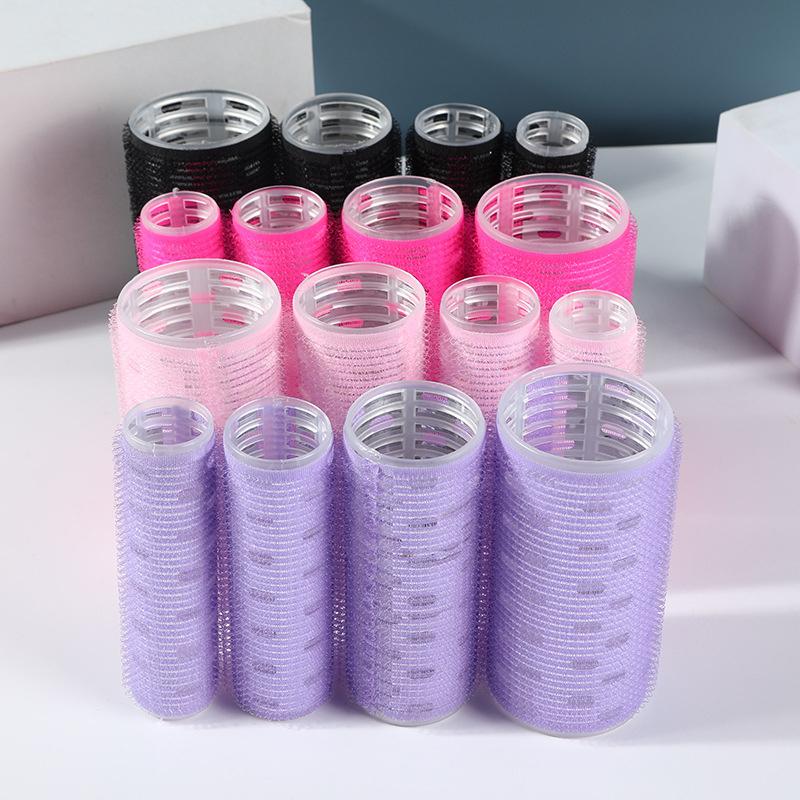 BEPAN 4pcs Self-Adhesive Hair Rollers Set Hair Volume Curling Styling Tools Plastic Korean Heatless Hairdressing Curlers Bang Roller