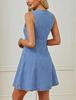 Women's 2026 European & American Slim Fit Washed Denim Sleeveless Button Dress with Pockets