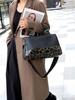 Leopard Print Women's Genuine Leather Commuter Tote & Crossbody Bag - Large Capacity Cowhide Shoulder Bag