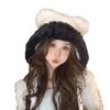 Bear Cute Plush Edge Lace Korean Knitted Hat Women's Autumn and Winter Warm Ear Protection Woolen Hat New Style