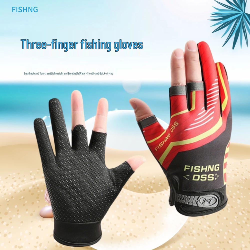 Quick-Dry Sun Protection Fishing Gloves, Three-Fingerless, Breathable & Anti-Prick for Outdoor Sea & Fly Fishing
