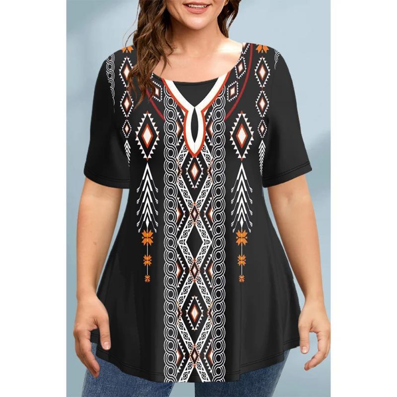 Large Size Loose Fit Women's T-shirt Summer Short Sleeve Crewneck Tshirt Flower 3d Print Top Oversized Ladies Clothing T-Shirts Women’s