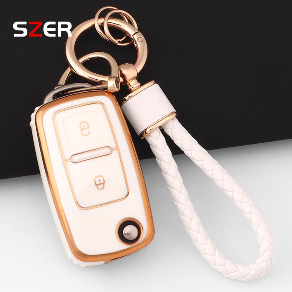 For 2 Button Vw Volkswagen Golf 4 5 6 Mk4 Amarok Polo Bora Jetta Altea Alhambra Passat Beetle Caddy Tiguan Tpu Car Key Case Fob