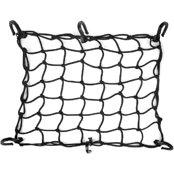 15"X15" Motorcycle Cargo Net Stretches To 30"X30" With 6 Hooks 2''X2'' Mesh For Motorcycle Motorbike Bikes