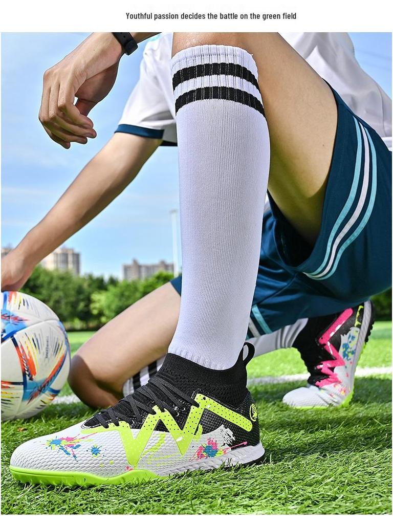 Unisex High-Top Turf Soccer Shoes for Youth and Adults - TF Training Footwear