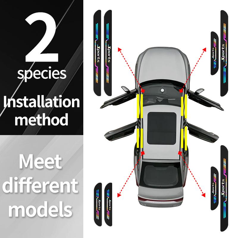 4PCS Car Stickers Anti Scratch Door Sill Protector Strip Car Threshold Protection Bumper Film Sticker Car Exterior Accessories