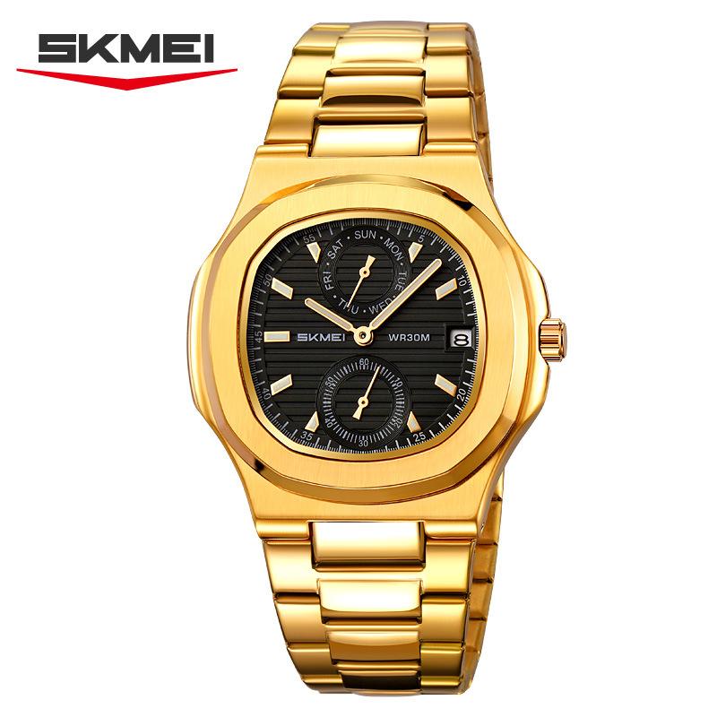 Pánské kalendářové hodinky Vodotěsné pánské náramkové hodinky Nerezová ocel Pánské quartzové hodinky Ležérní hodiny Uhren Montre