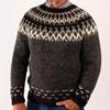 Women's Round Neck Long Sleeve Fair Isle Knit Sweater Regular Fit Casual Pullover Top