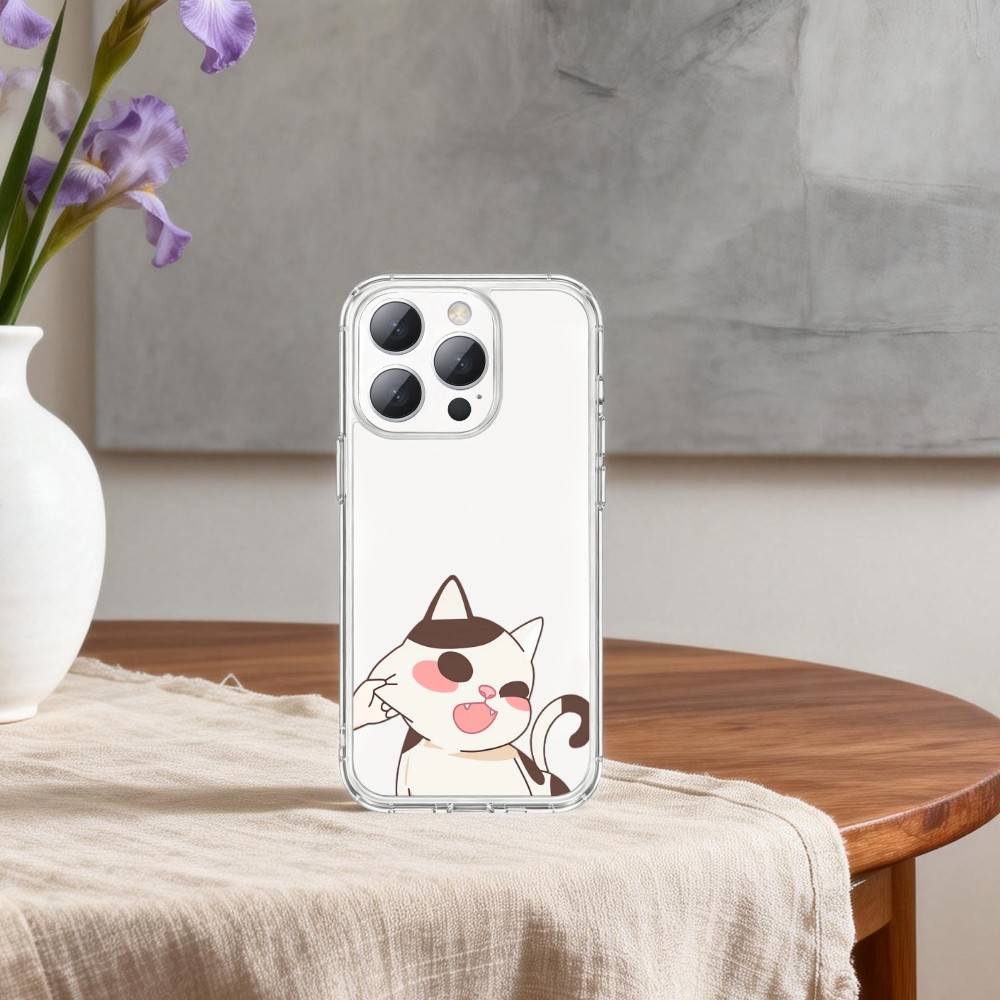 Cartoon Cat Meow Phone Case For iPhone 17 16 15 14 13 12 11 Mini Pro Max Plus Transparent Cover