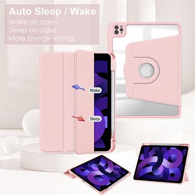 Compatible with iPad Pro 11 Ipad Air 10th Tri-fold Acrylic Pen Slot Tablet Case iPad 12.9 Rotating Flip Cover Protective Case