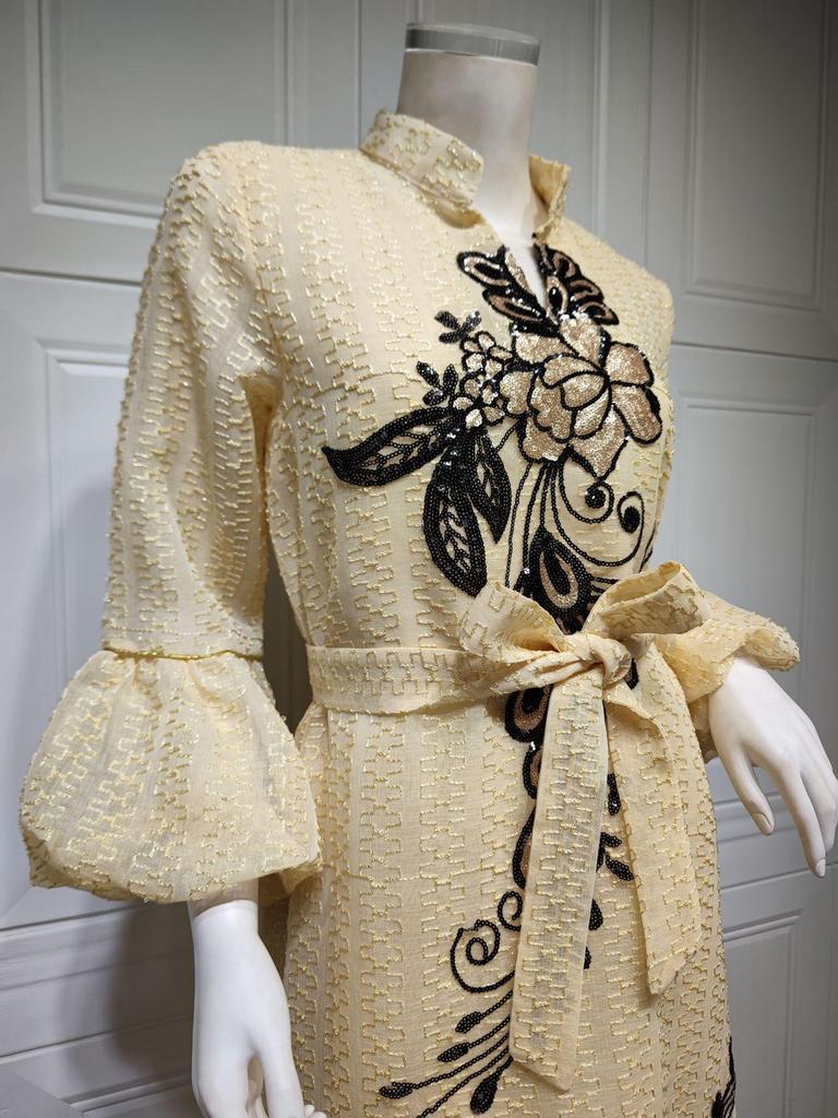 AB268 Sequined Embroidery Kaftan: Elegant Long Dress for Women