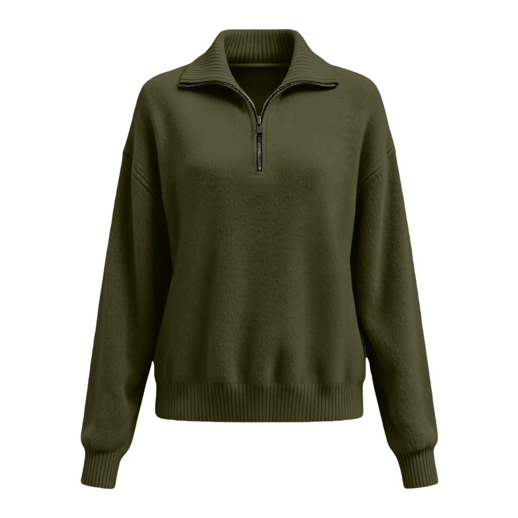 Pulls Pour Femmes Zippé Manches Longues Coupe Ample Pull