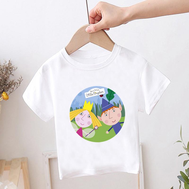 

Children Cartoon Print Ben And Holly Kingdom Funny T-shirts Kids Cute Summer Tee Casual Tops Baby Clothes For Boys/Girls 120