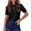 Women Pullover Sweater Wool Blend Short Sleeve Crew Neck Casual Lightweight Knitwear for Everyday Wear