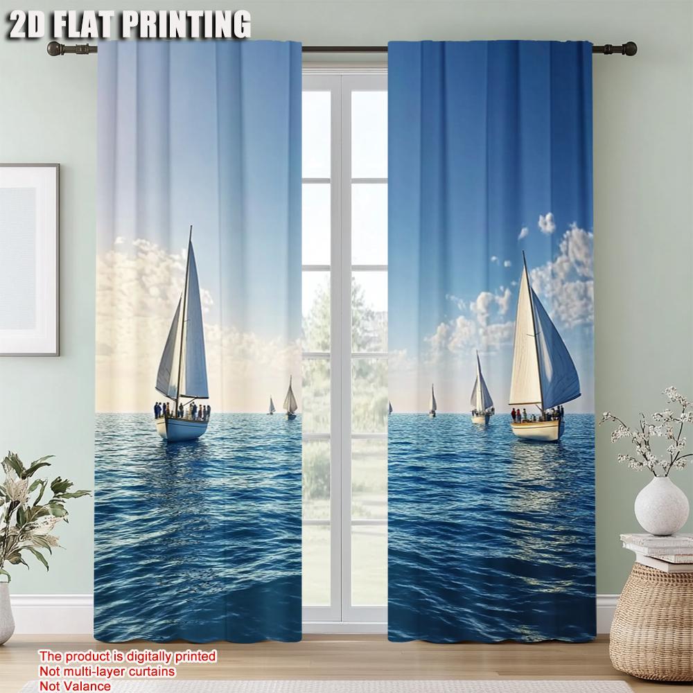 2pc    Window Curtains Art sailing Protecting Privacy Holiday Decorations Use for Indoor Celebrations   Room Decor
