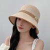 Solid Knit Hollow Out Bucket Hat Women Spring Summer Breathable UV Sun Protection Fisherman Hat