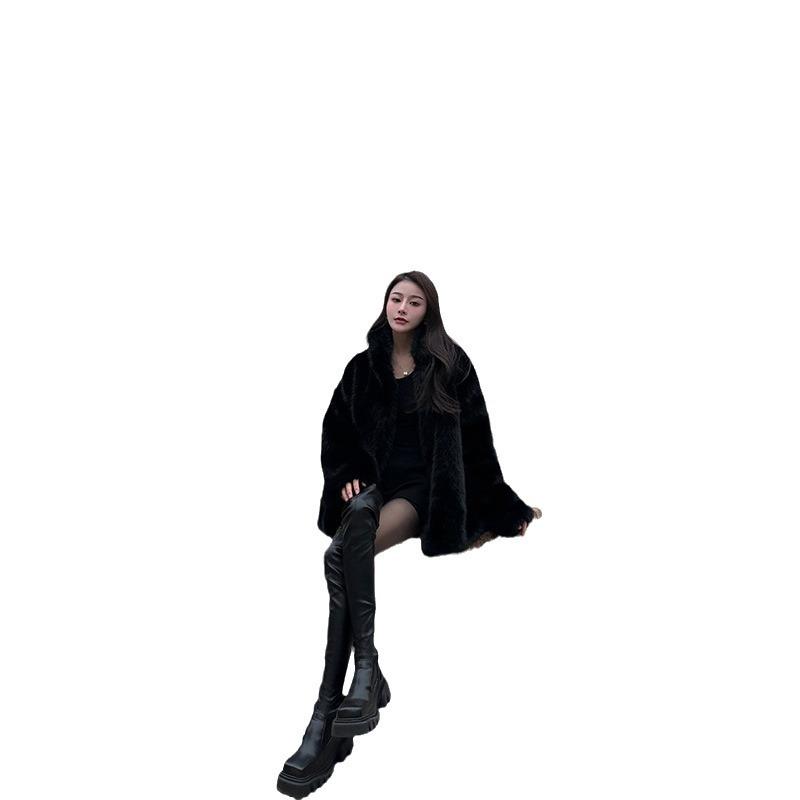 Imitation fox hair stand-up collar fur women's winter new environmentally friendly fluffy coat young warm plush coat