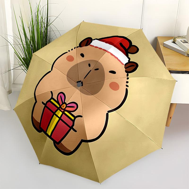 

1pc Christmas Capybara Automatic Folding Umbrella - 8-Rib Automatic Open/Close, Portable Collapsible Compact Umbrella yy251218075