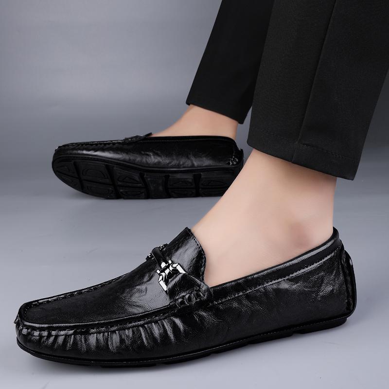 Fashion Genuine Leather Male Comfortable Dress Shoe Stylish Non-Slip Mens Slip On Driving Shoes New Arrival Male Casual Business Shoes