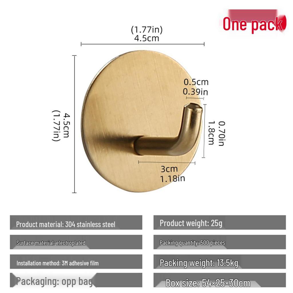 Stainless Steel No-Drill Adhesive Hook for Bathroom/Kitchen – Black