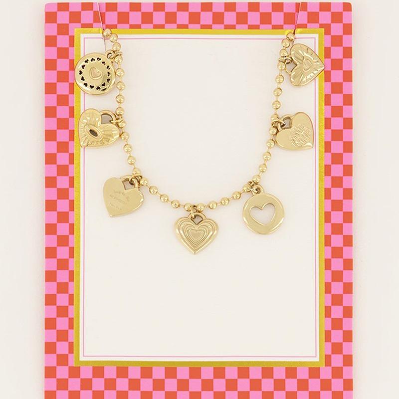 Collana a Catena con Ciondolo a Forma di Cuore in Acciaio Inossidabile, Fascino Geometrico, Resistente all'Acqua, Chic, Popolare, Gioiello Romantico, Regalo