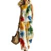 Rundhals-Oberteil weite Hosen zweiteiliges Set Damen Freizeitanzug Europäisch und Amerikanisch Sommer neu Regenbogen Batik ärmellos